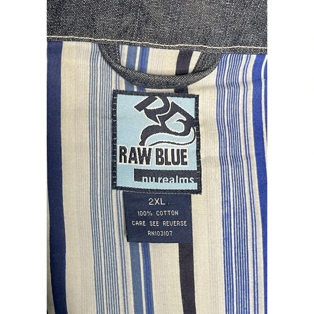 Vintage Y2K‎ Raw Blue Nurealms Blazer Denim Jean Sport Jacket Coat Mens 2XL